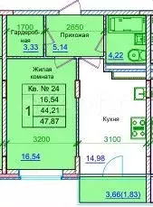 1-к. квартира, 47,9 м, 3/10 эт. - Фото 0