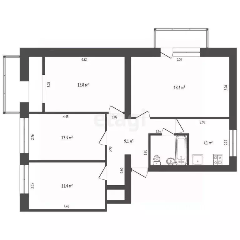 4-к кв. Крым, Бахчисарайский район, с. Плодовое ул. Новоселов, 1 (77.9 ... - Фото 2