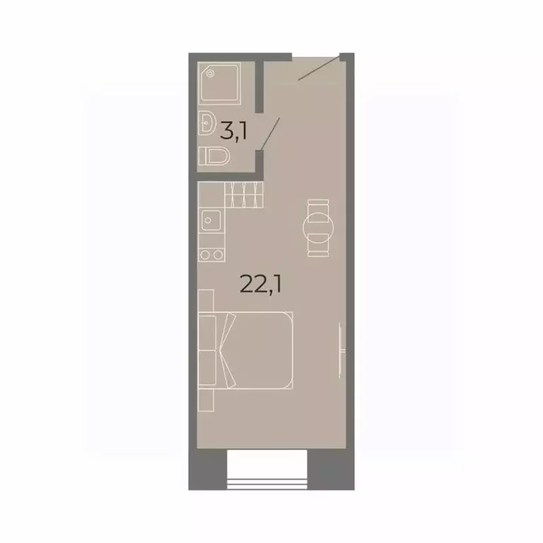 Студия Санкт-Петербург Заставская ул., 33с3 (25.2 м) - Фото 2