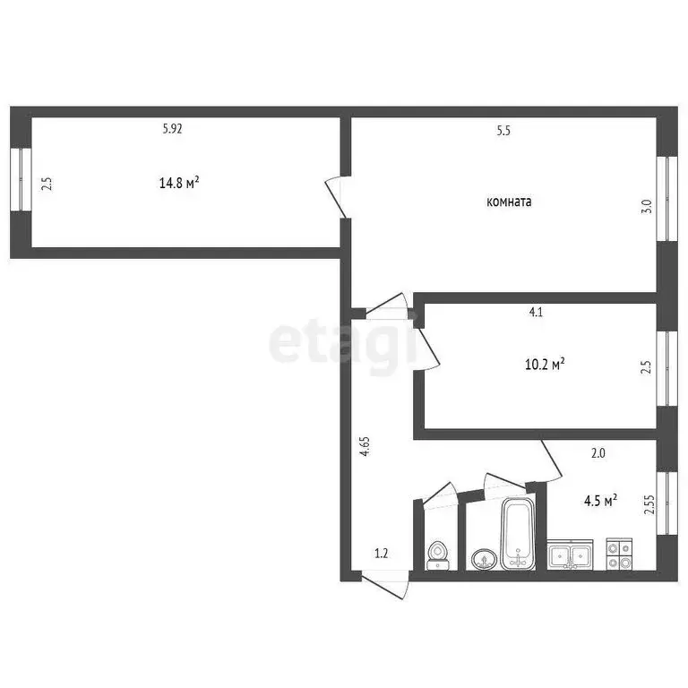 3-комнатная квартира: Таштагол, улица Мира, 31 (57.4 м) - Фото 0