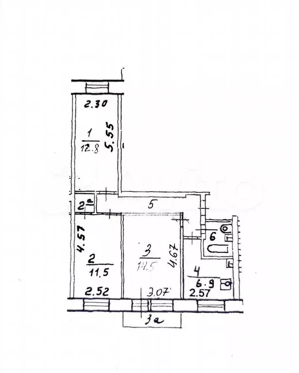 3-к. квартира, 56,6 м, 8/8 эт. - Фото 0