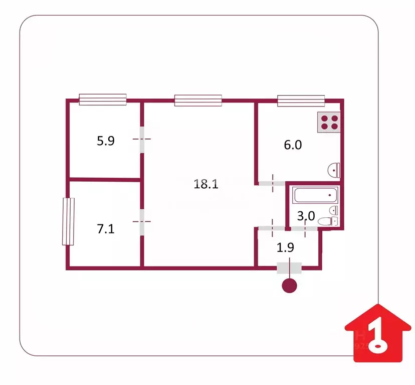 2-к кв. Омская область, Омск просп. Карла Маркса, 81 (41.9 м) - Фото 1