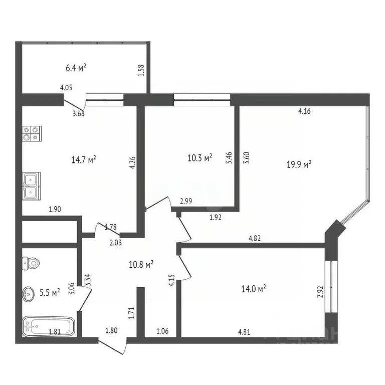 3-к кв. Краснодарский край, Анапа Крепостная ул., 51к1 (75.0 м) - Фото 2