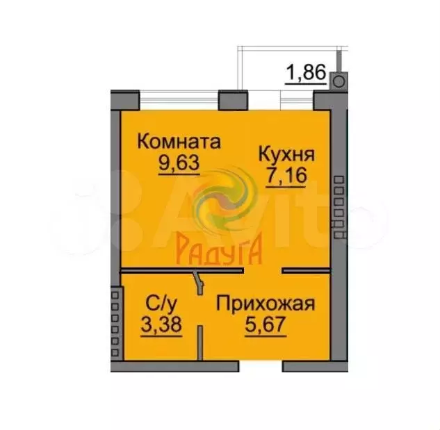 Квартира-студия, 27 м, 1/3 эт. - Фото 0