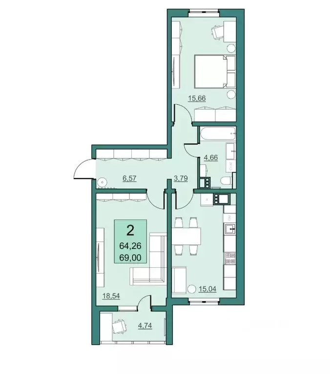 2-к кв. Саратовская область, Саратов ул. Имени Н.В. Кузнецова, 3 ... - Фото 2