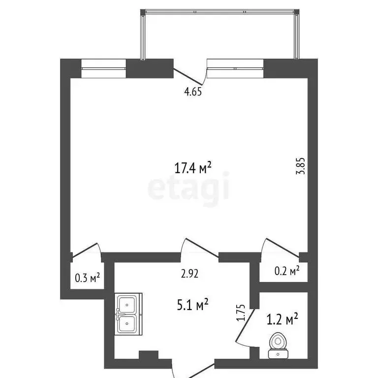 Квартира-студия: Коряжма, улица Пушкина, 12 (24.2 м) - Фото 0
