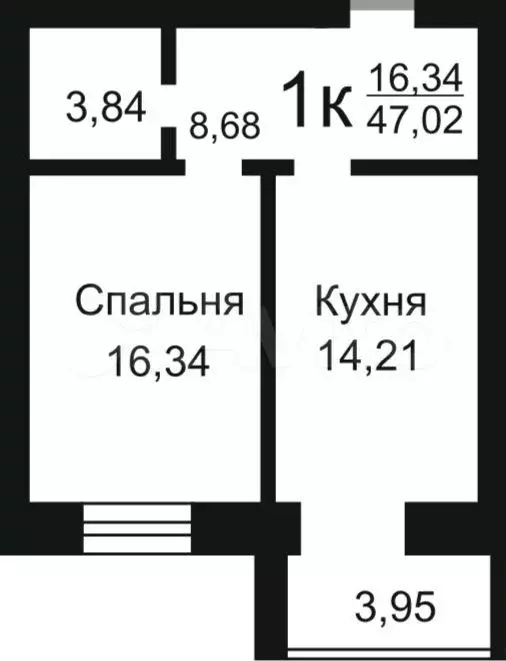 1-к. квартира, 47 м, 5/9 эт. - Фото 0