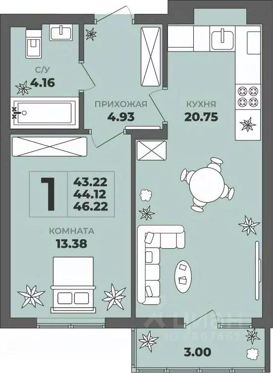 1-к кв. Калининградская область, Калининград ул. Генерала Толстикова, ... - Фото 1