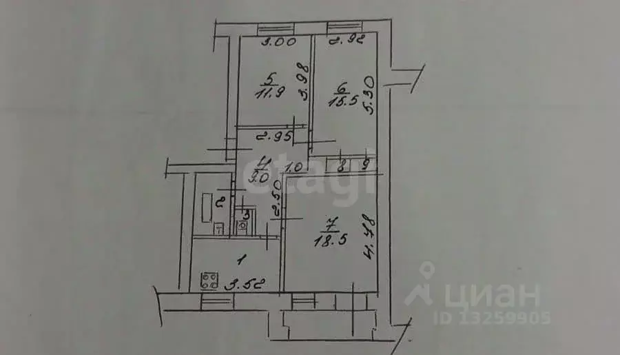 3-к кв. Липецкая область, Липецк Краснознаменная ул., 5 (68.6 м) - Фото 2