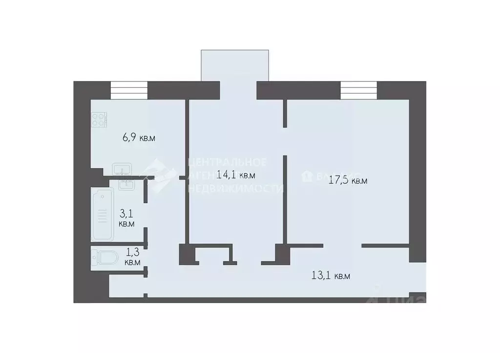 2-к кв. Рязанская область, Рязань ул. Циолковского, 18 (57.2 м) - Фото 2