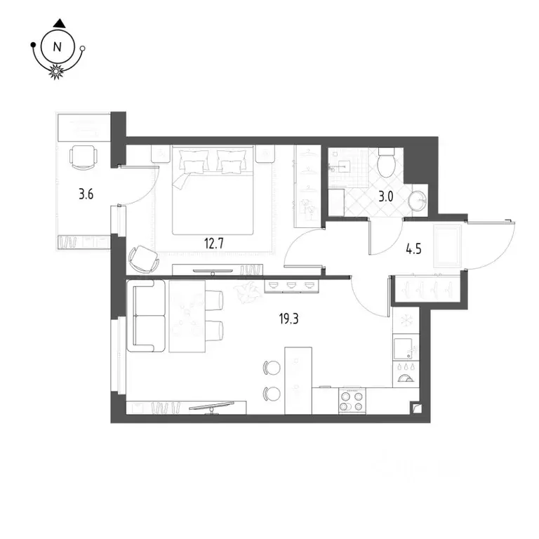 1-к кв. Санкт-Петербург ш. Суздальское, 22к3 (40.4 м) - Фото 0