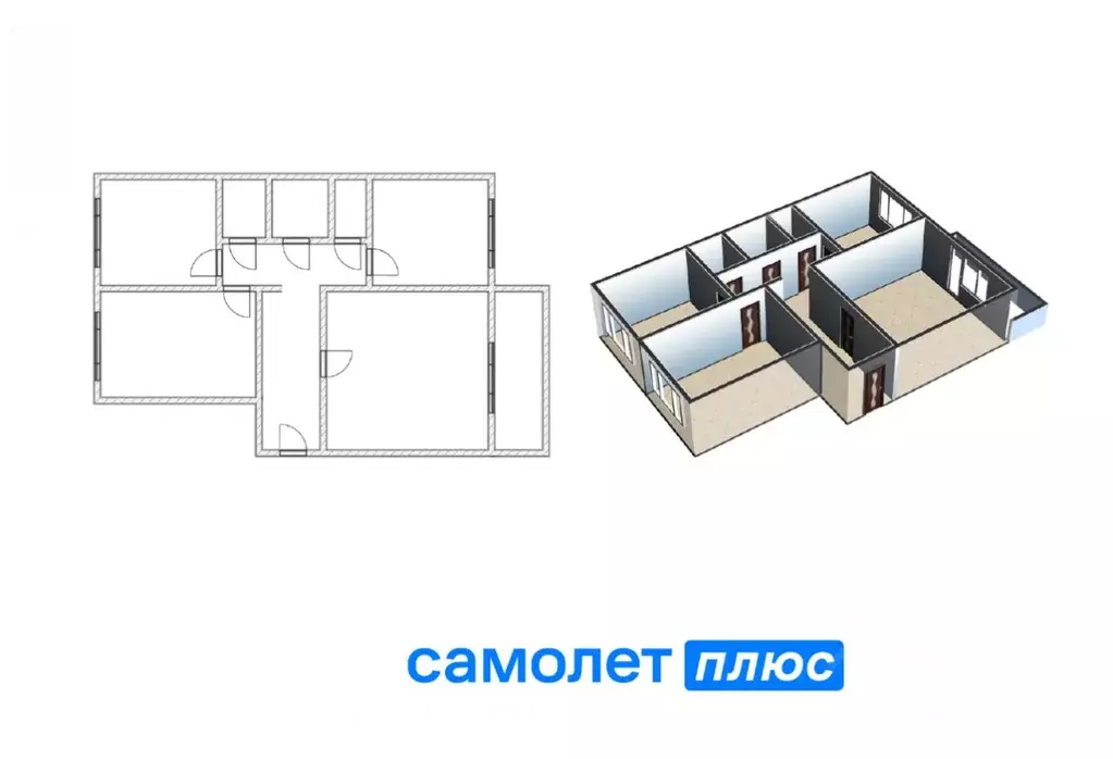 3-к кв. Кемеровская область, Прокопьевск Тырган мкр, 10-й мкр, 7 (64.4 ... - Фото 2