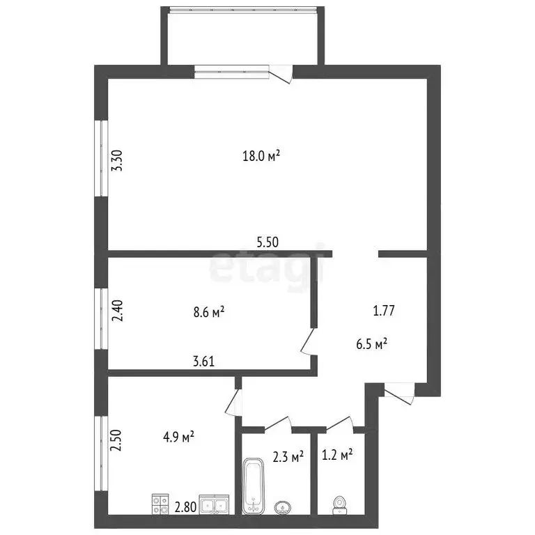 2-комнатная квартира: Кронштадт, Флотская улица, 17 (41.5 м) - Фото 1