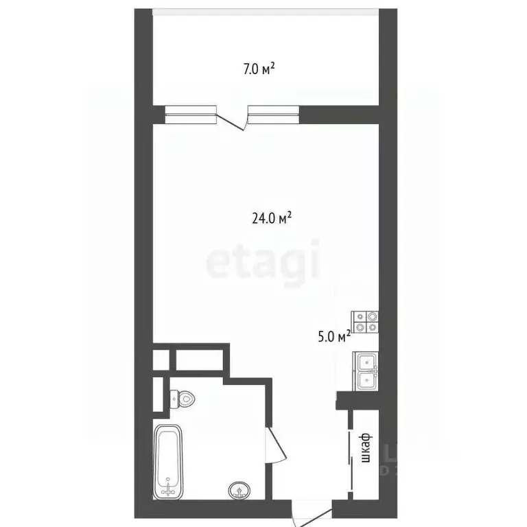 Студия Севастополь ул. Летчиков, 10 (35.0 м) - Фото 2