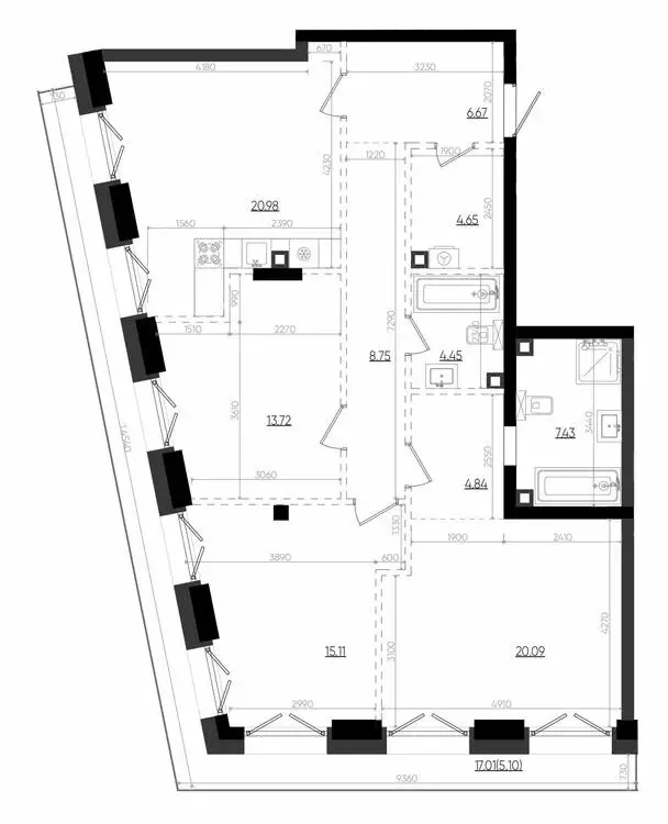 3-комнатная квартира: Казань, ЖК Яналиф (111.79 м) - Фото 0