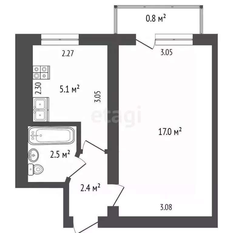 1-к кв. Крым, Феодосия ул. Федько, 64 (27.8 м) - Фото 2