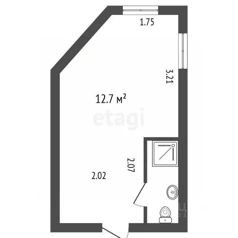 Студия Санкт-Петербург ул. Чехова, 3 (14.5 м) - Фото 1