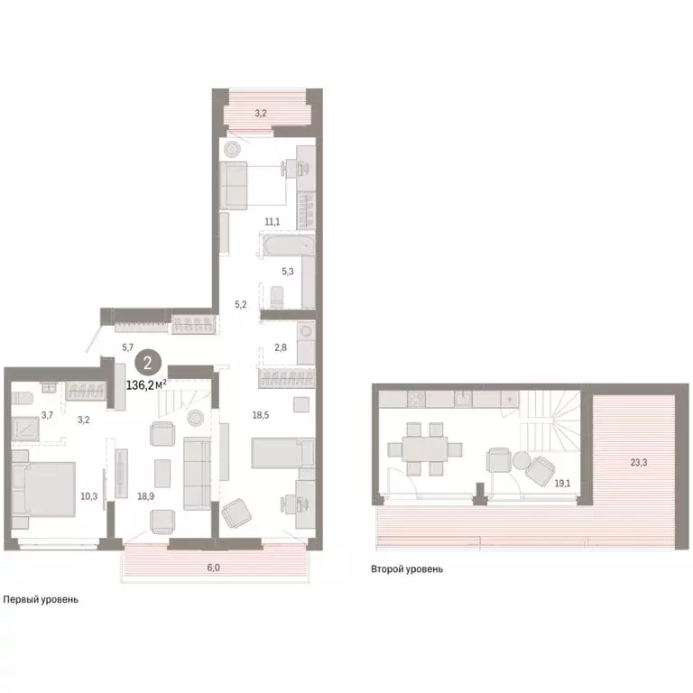 2-комнатная квартира: Тюмень, улица Республики, 205к3 (136.21 м) - Фото 1