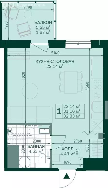 Квартира-студия: Санкт-Петербург, Магнитогорская улица, 5к3 (31.2 м) - Фото 0