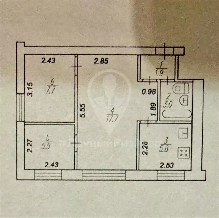 2-к кв. Рязанская область, Рязань ул. Пушкина, 45к2 (41.6 м) - Фото 1