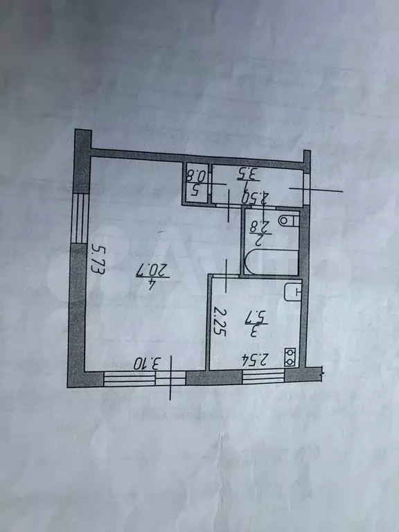 1-к. квартира, 33,5 м, 5/5 эт. - Фото 0