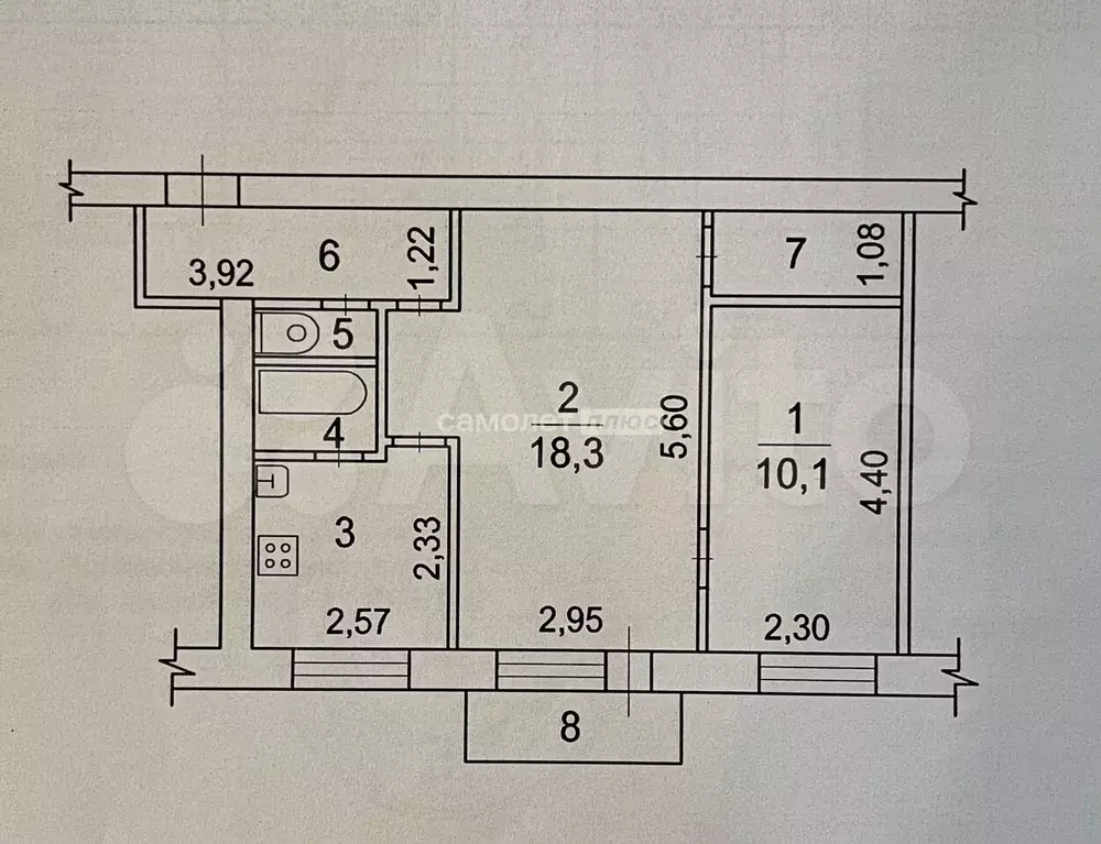 2-к. квартира, 44,7 м, 4/5 эт. - Фото 0