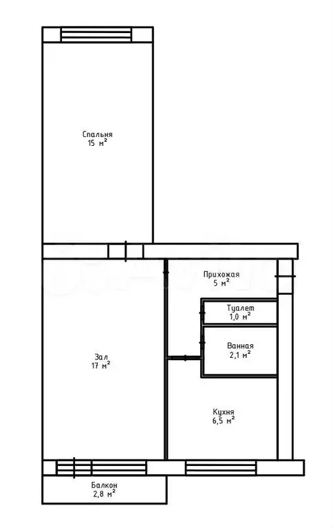 2-к. квартира, 46 м, 4/5 эт. - Фото 0