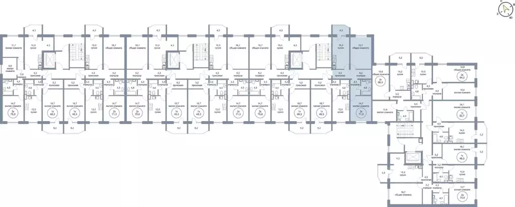 2-к кв. Ханты-Мансийский АО, Нефтеюганск 6-й мкр, 17 (71.3 м) - Фото 2