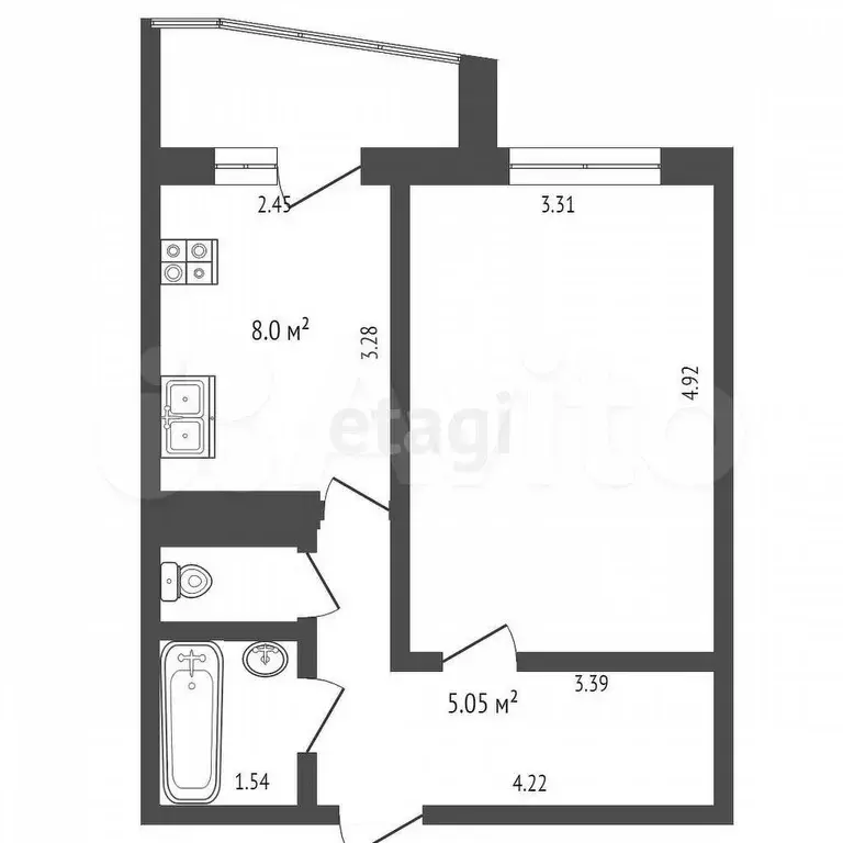 1-к. квартира, 35,6 м, 6/10 эт. - Фото 0