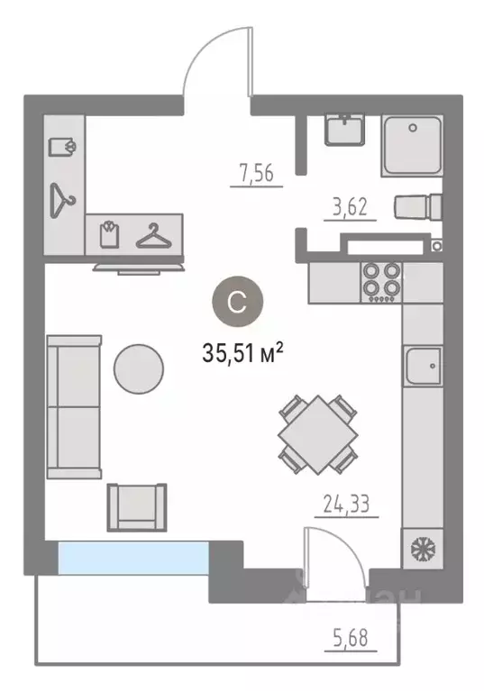 Студия Тюменская область, Тюменский муниципальный округ, с. Кулаково ... - Фото 0