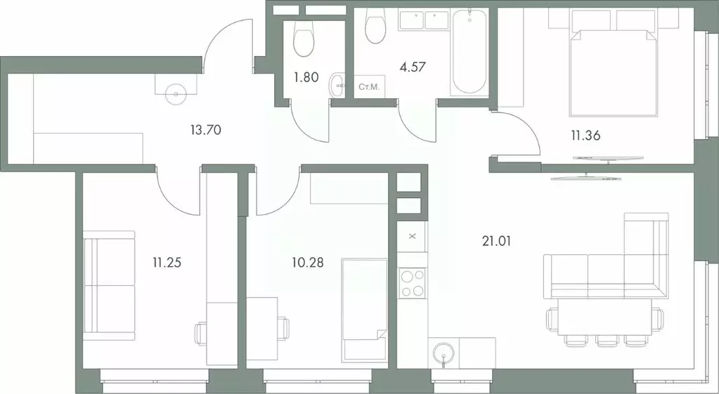 3-к кв. Ханты-Мансийский АО, Сургут ул. Крылова (73.97 м) - Фото 0