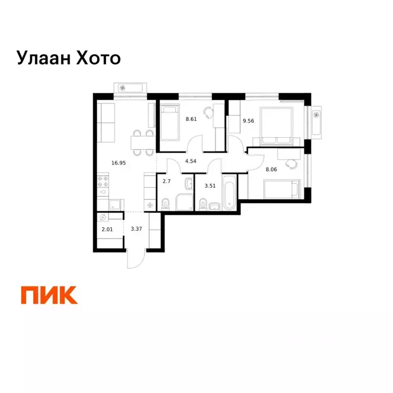 3-к кв. Бурятия, Улан-Удэ ул. Шмидта, 37А (59.31 м) - Фото 1