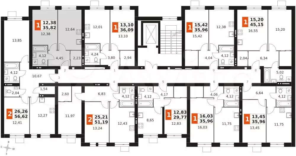 1-к. квартира, 35,8 м, 2/3 эт. - Фото 1