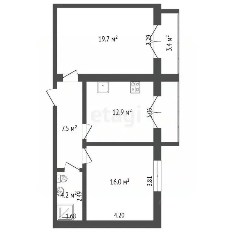 2-к кв. Ярославская область, Тутаев ул. В.В. Терешковой, 13А (63.3 м) - Фото 2