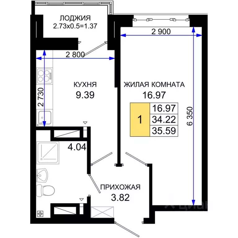 1-к кв. Ростовская область, Ростов-на-Дону Элеваторный пер., 6/2А ... - Фото 0