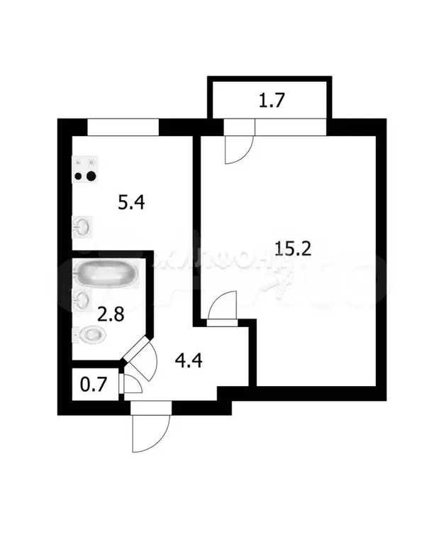 1-к. квартира, 28,5 м, 3/5 эт. - Фото 0