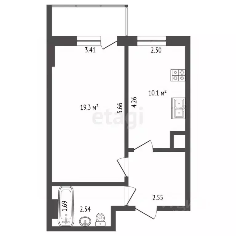 1-к кв. Севастополь ул. Колобова, 34/2 (40.1 м) - Фото 2
