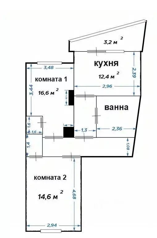2-к кв. Московская область, Королев Юбилейный мкр, ул. М.К. ... - Фото 2