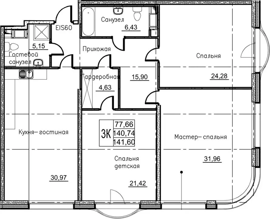 3-комнатная квартира: Санкт-Петербург, территория Гавань (141.6 м) - Фото 0