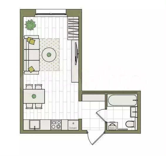 Квартира-студия, 26,5 м, 2/17 эт. - Фото 0