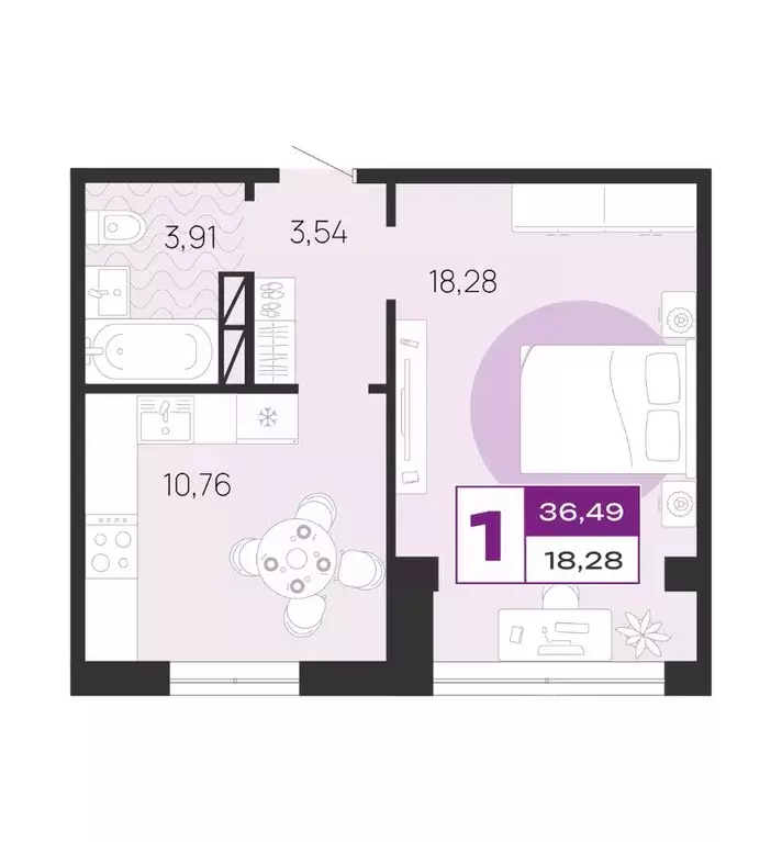 1-к кв. Брянская область, Брянск ул. А.К. Толстого, 3Б (36.49 м) - Фото 1