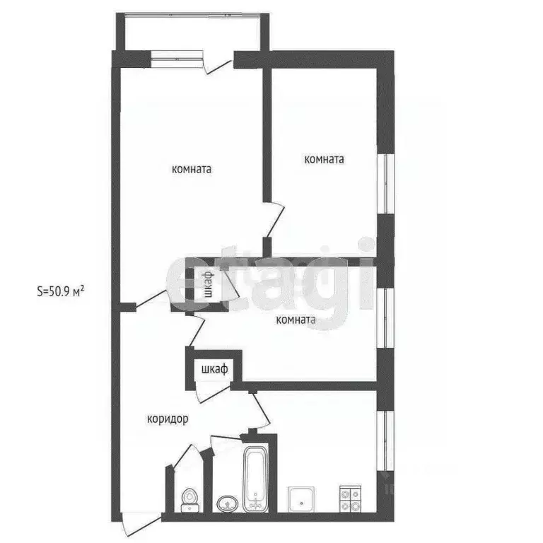 3-к кв. Архангельская область, Вычегодский рп ул. Ульянова, 24 (50.9 ... - Фото 2