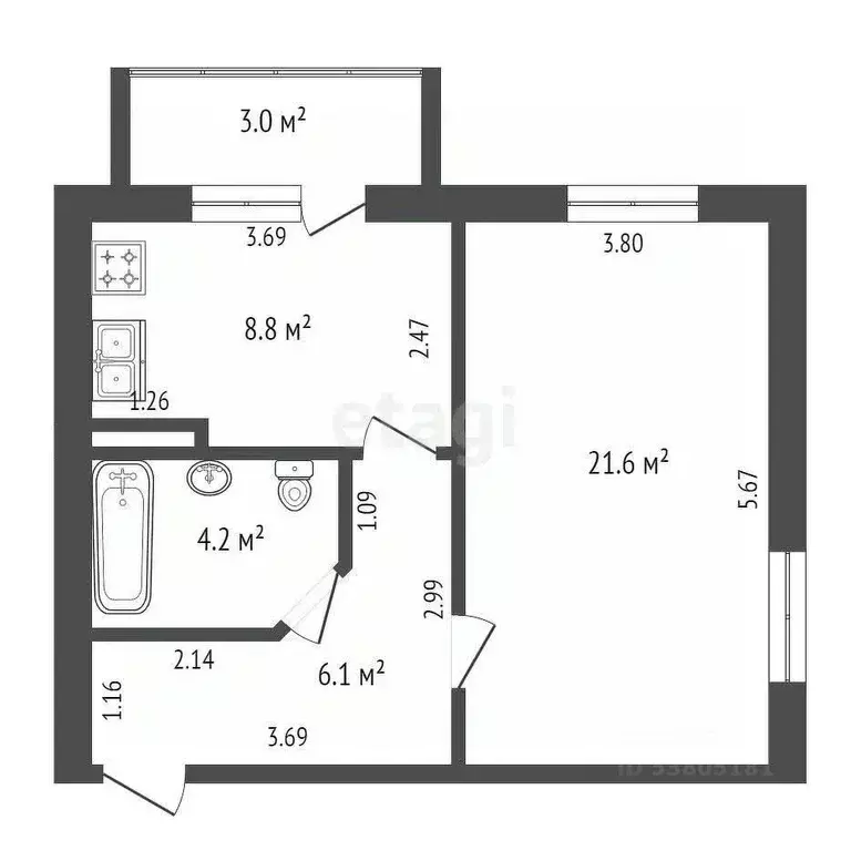 1-к кв. Ростовская область, Ростов-на-Дону ул. Туполева, 7А (43.6 м) - Фото 1