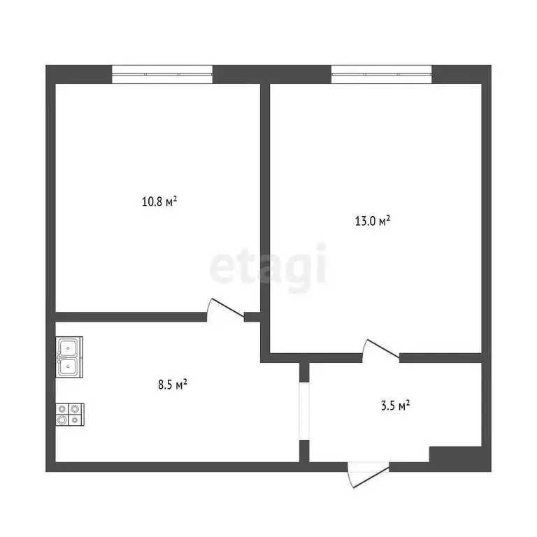 2-комнатная квартира: Симферополь, Залесская улица, 14 (35.9 м) - Фото 0