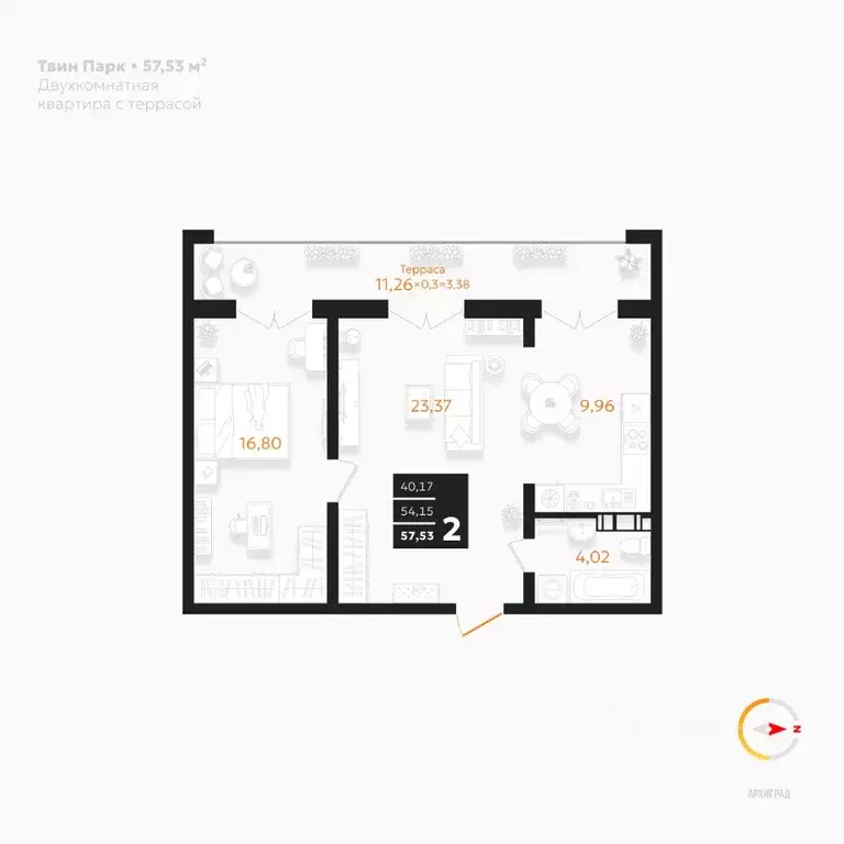 2-к кв. Адыгея, Тахтамукайский район, Яблоновский пгт Луговая ул., 20 ... - Фото 1