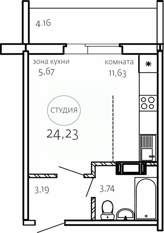 Студия Челябинская область, Челябинск ул. Маршала Чуйкова, 28 (24.23 ... - Фото 0