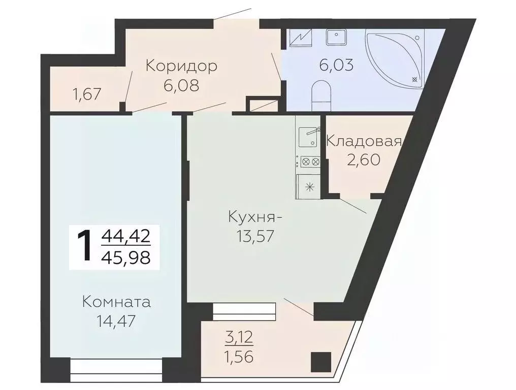 1-к кв. Воронежская область, Воронеж Электросигнальная ул., 9Ак2 ... - Фото 1