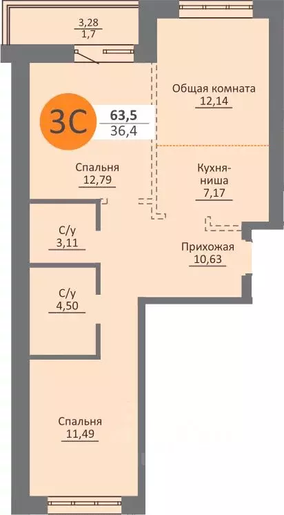 3-к кв. Новосибирская область, Новосибирск Московская ул., 75 (60.8 м) - Фото 1