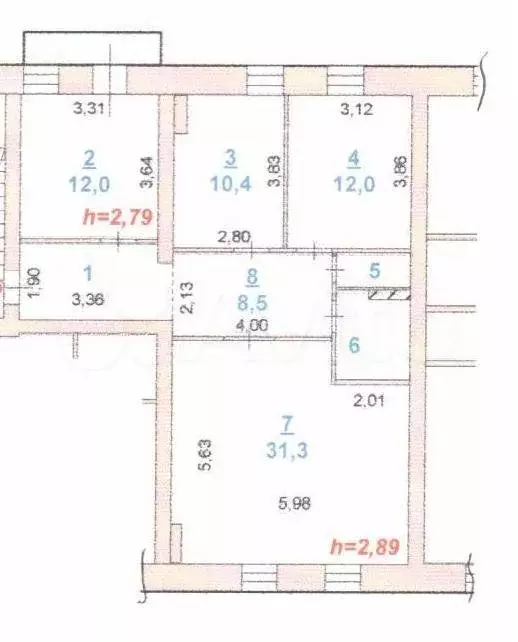 3-к. квартира, 86,5 м, 4/4 эт. - Фото 0