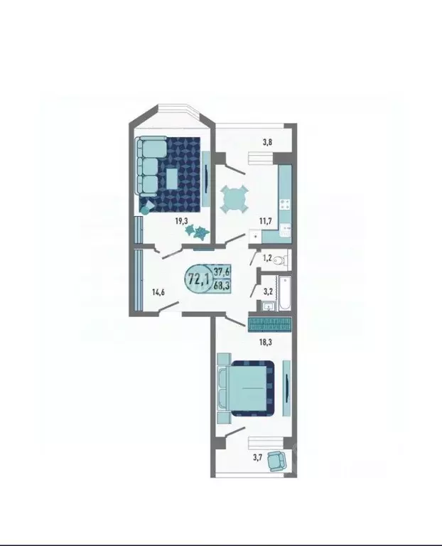 2-к кв. Липецкая область, Липецк Минская ул., 4Ак1 (72.1 м) - Фото 2